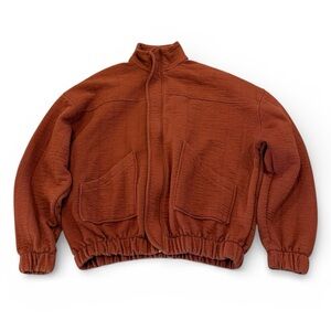Women’s Cozy Brick Red Zip-Up Fleece Jacket